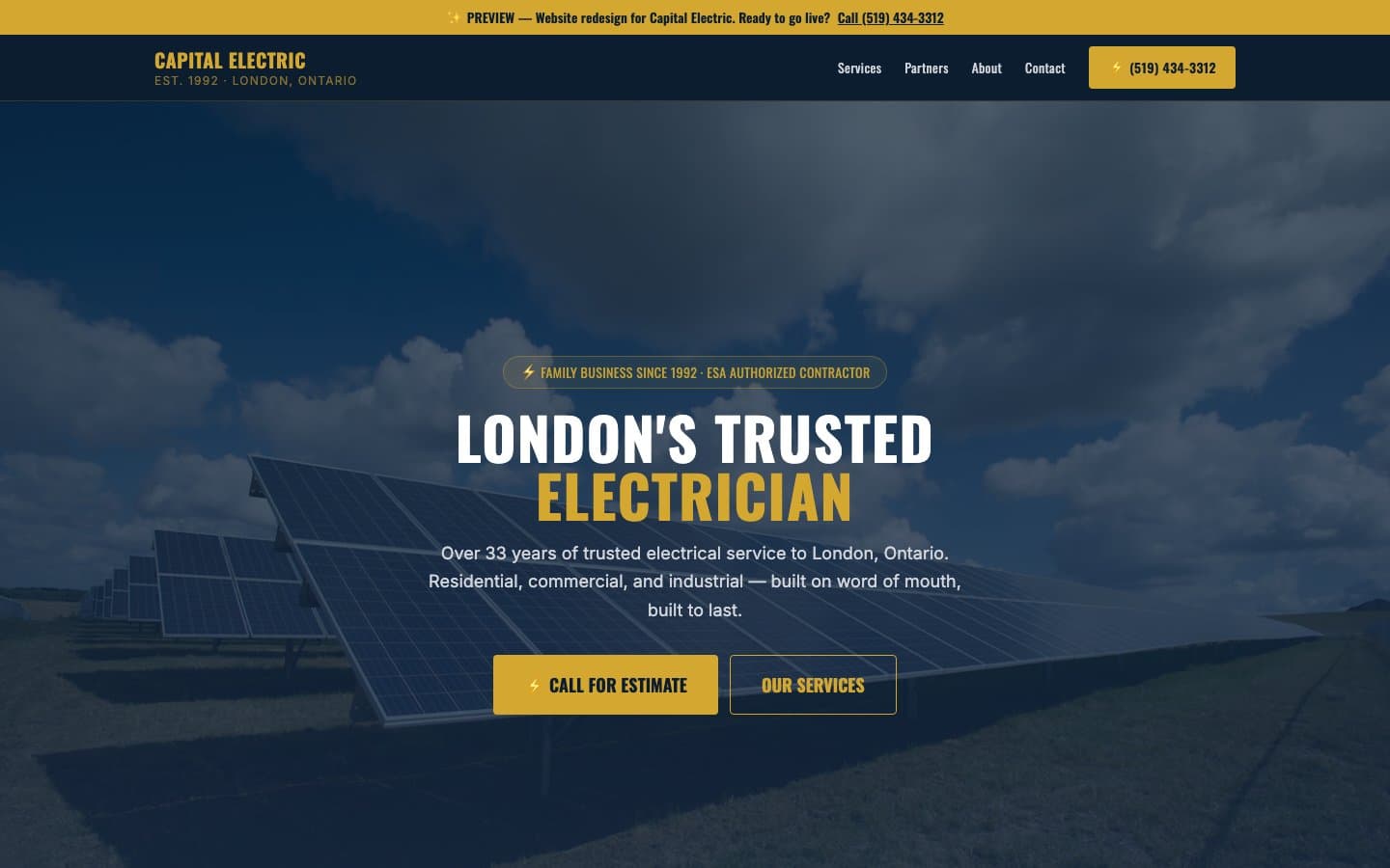 Capital Electric redesigned website screenshot