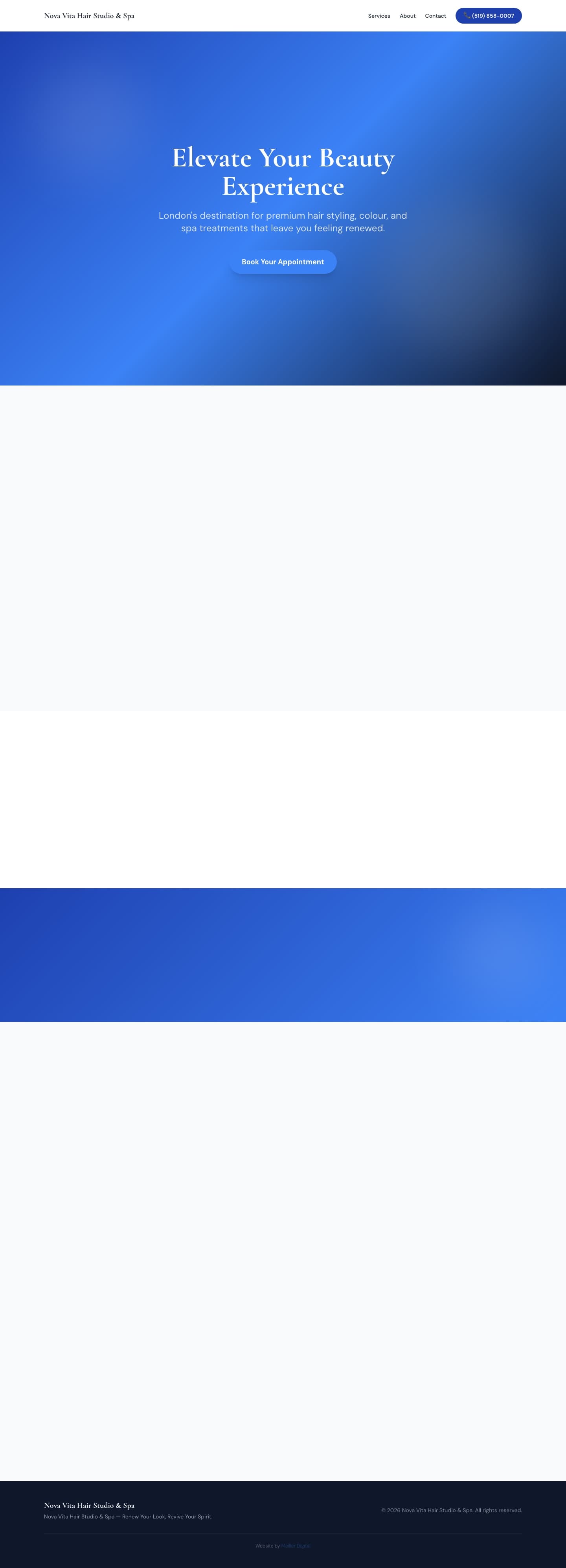 Nova Vita Hair Studio redesigned website screenshot