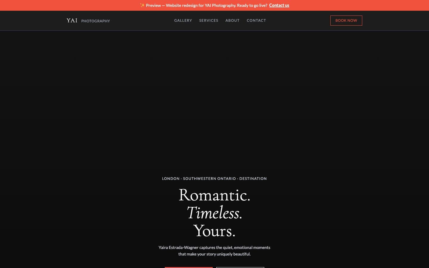 YAI Photography redesigned website screenshot